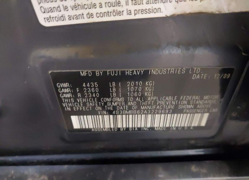 Photo 9 of 2010 Subaru Legacy 2.5I PREMIUM (VIN 4S3BMBB62A3229693)