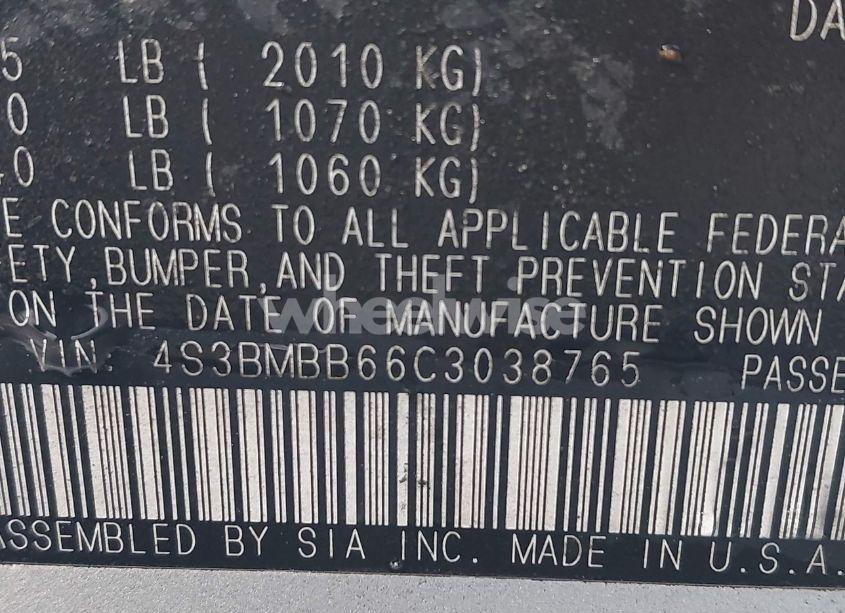 Photo 9 of 2012 Subaru Legacy 2.5I PREMIUM (VIN 4S3BMBB66C3038765)