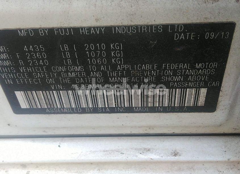 Photo 9 of 2014 Subaru Legacy 2.5I PREMIUM (VIN 4S3BMBC60E3014723)