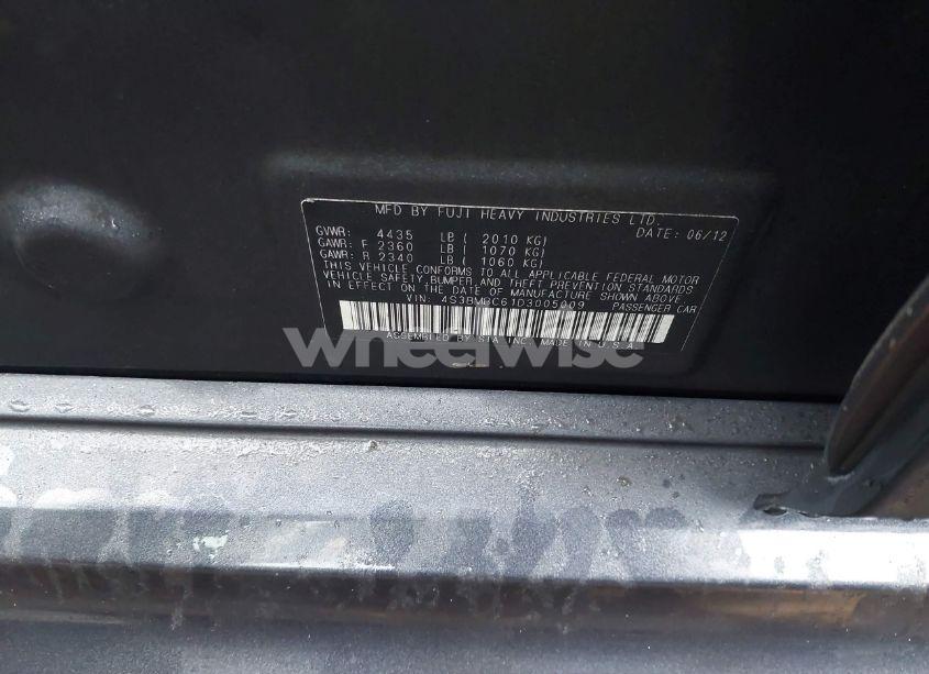 Photo 9 of 2013 Subaru Legacy 2.5I PREMIUM (VIN 4S3BMBC61D3005009)