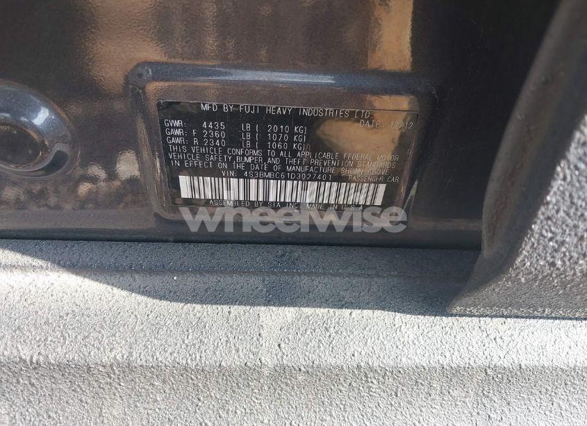 Photo 9 of 2013 Subaru Legacy 2.5I PREMIUM (VIN 4S3BMBC61D3027401)