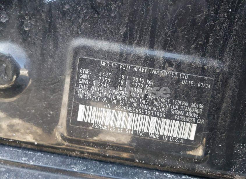 Photo 9 of 2014 Subaru Legacy 2.5I PREMIUM (VIN 4S3BMBC65E3031906)