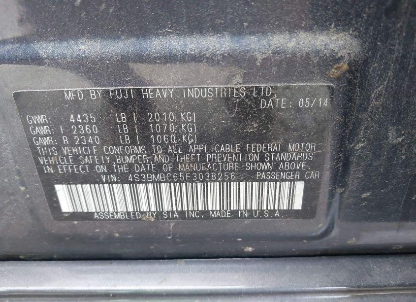 Photo 9 of 2014 Subaru Legacy 2.5I PREMIUM (VIN 4S3BMBC65E3038256)