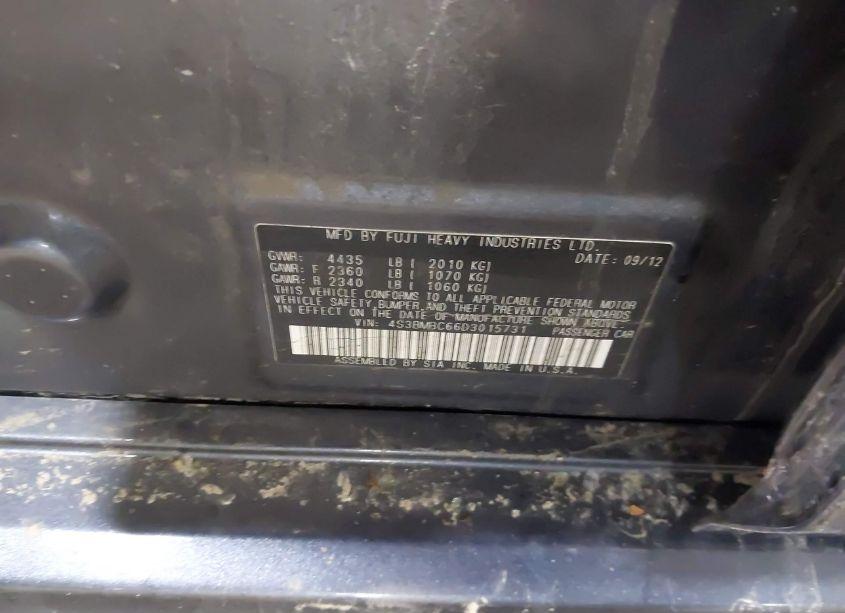Photo 9 of 2013 Subaru Legacy 2.5I PREMIUM (VIN 4S3BMBC66D3015731)
