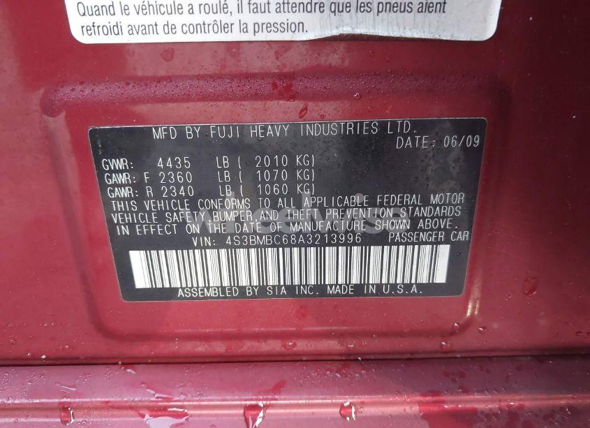 Photo 9 of 2010 Subaru Legacy 2.5I PREMIUM (VIN 4S3BMBC68A3213996)