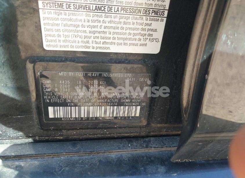 Photo 9 of 2010 Subaru Legacy 2.5I PREMIUM (VIN 4S3BMBC68A3216476)