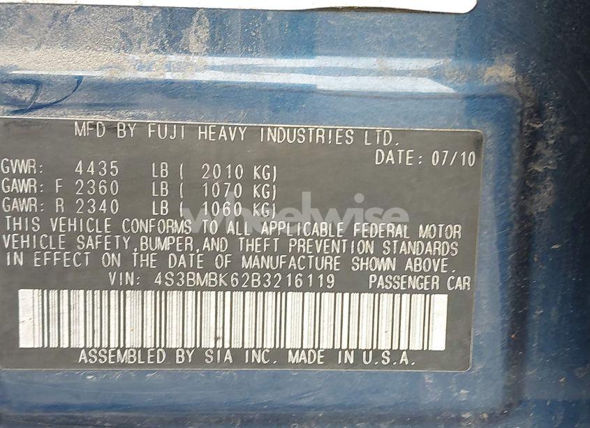 Photo 9 of 2011 Subaru Legacy 2.5I LIMITED (VIN 4S3BMBK62B3216119)