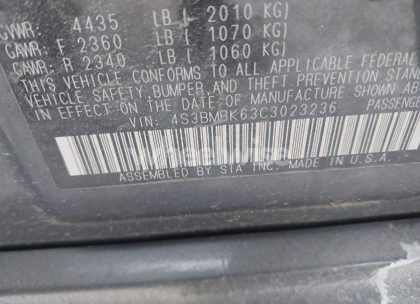 Photo 9 of 2012 Subaru Legacy 2.5I LIMITED (VIN 4S3BMBK63C3023236)