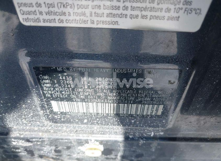 Photo 9 of 2011 Subaru Legacy 2.5I LIMITED (VIN 4S3BMBK66B3257417)