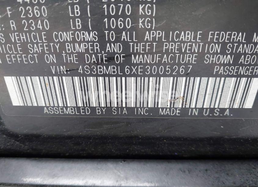 Photo 9 of 2014 Subaru Legacy 2.5I LIMITED (VIN 4S3BMBL6XE3005267)