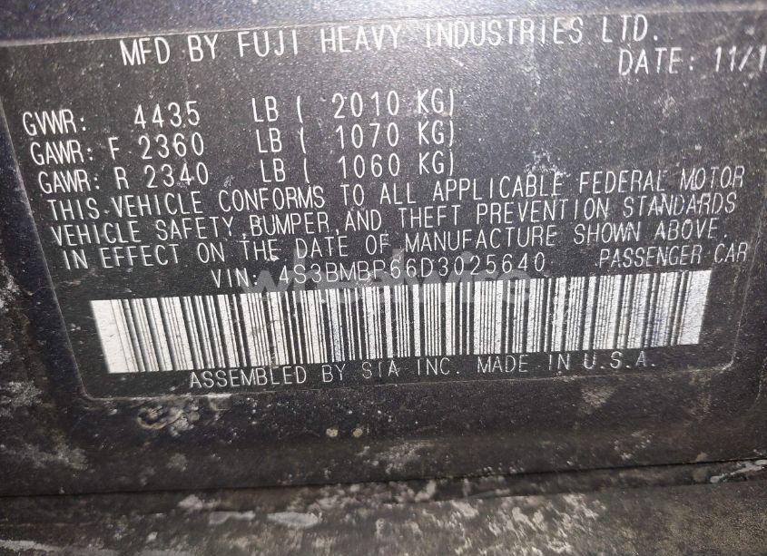 Photo 9 of 2013 Subaru Legacy 2.5I LIMITED (VIN 4S3BMBP66D3025640)