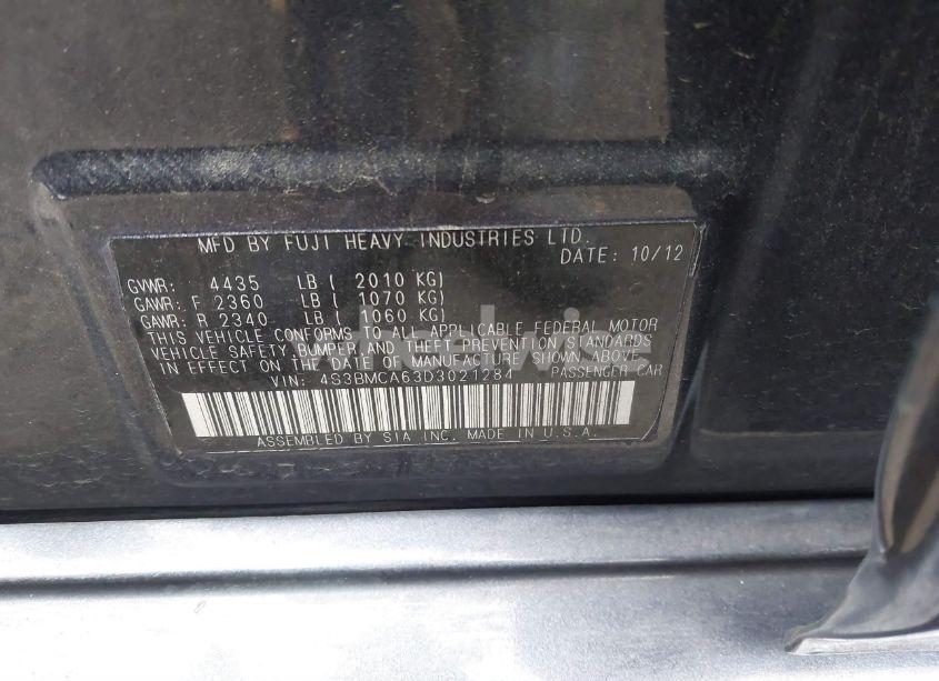 Photo 9 of 2013 Subaru Legacy 2.5I (VIN 4S3BMCA63D3021284)