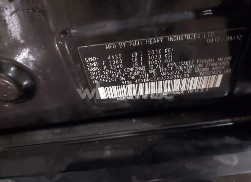 Photo 9 of 2013 Subaru Legacy 2.5I PREMIUM (VIN 4S3BMCC60D3008036)