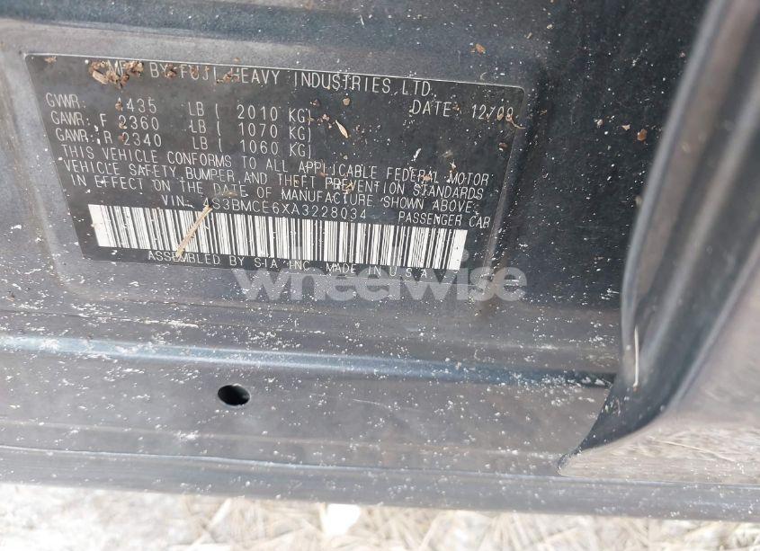 Photo 9 of 2010 Subaru Legacy 2.5I PREMIUM (VIN 4S3BMCE6XA3228034)