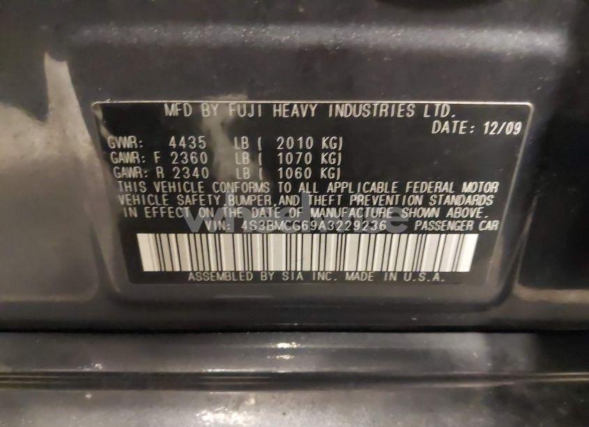 Photo 9 of 2010 Subaru Legacy 2.5I PREMIUM (VIN 4S3BMCG69A3229236)