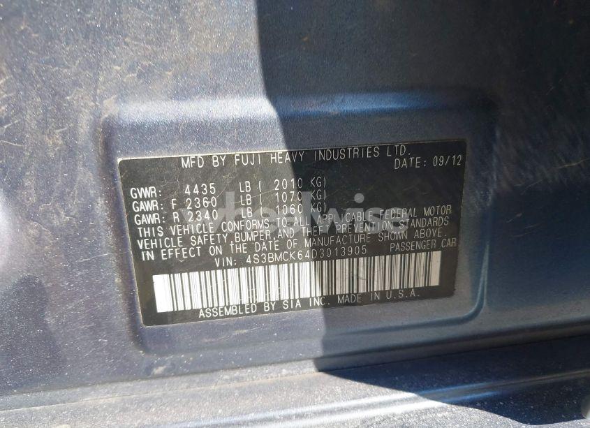 Photo 9 of 2013 Subaru Legacy 2.5I LIMITED (VIN 4S3BMCK64D3013905)