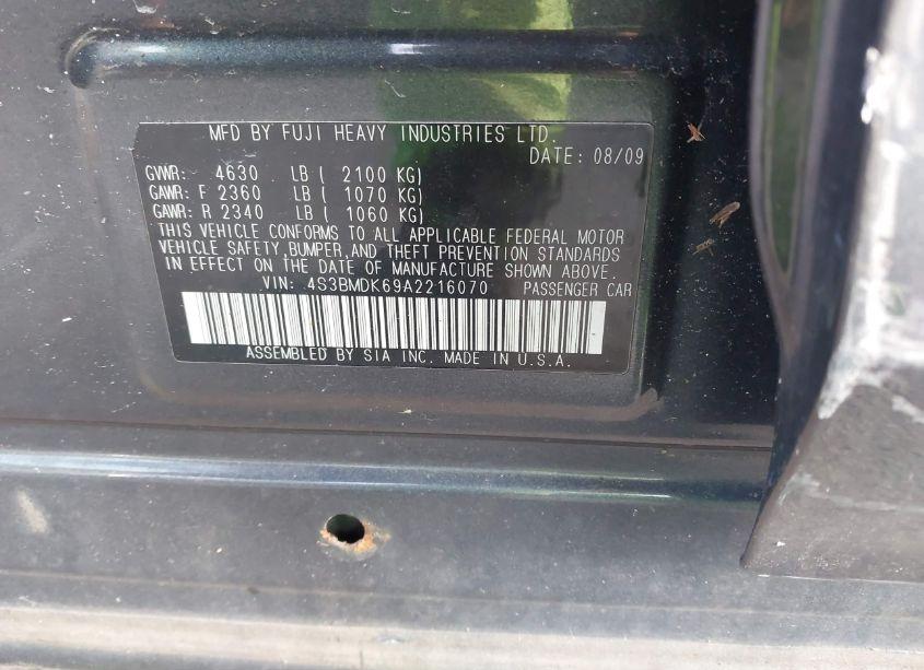 Photo 9 of 2010 Subaru Legacy 3.6R LIMITED (VIN 4S3BMDK69A2216070)