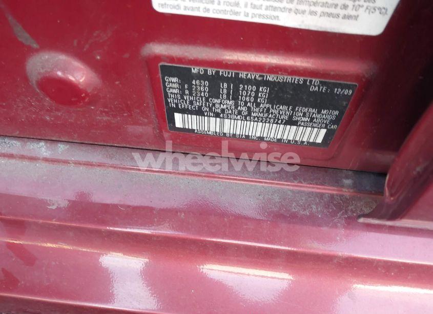 Photo 9 of 2010 Subaru Legacy 3.6R LIMITED (VIN 4S3BMDL65A2228747)