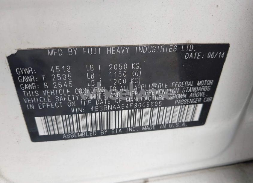 Photo 9 of 2015 Subaru Legacy 2.5I (VIN 4S3BNAA64F3006605)