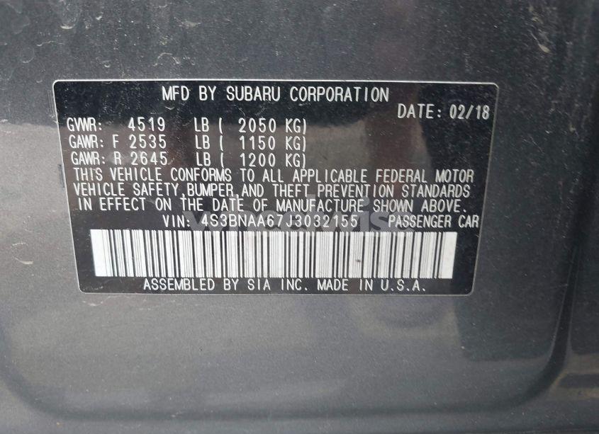 Photo 9 of 2018 Subaru Legacy 2.5I (VIN 4S3BNAA67J3032155)