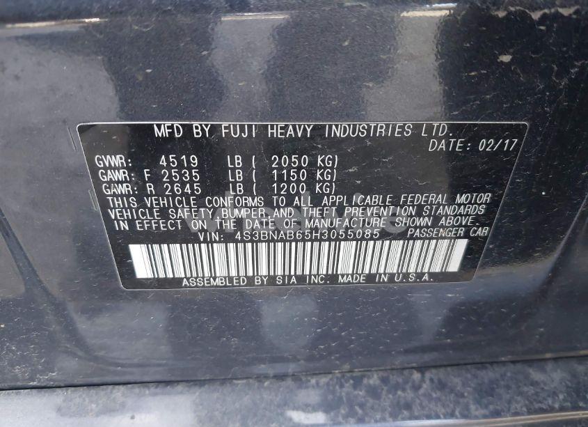 Photo 9 of 2017 Subaru Legacy 2.5I (VIN 4S3BNAB65H3055085)