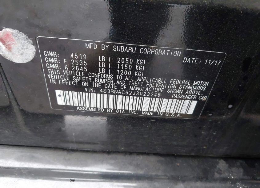 Photo 9 of 2018 Subaru Legacy 2.5I PREMIUM (VIN 4S3BNAC62J3023246)