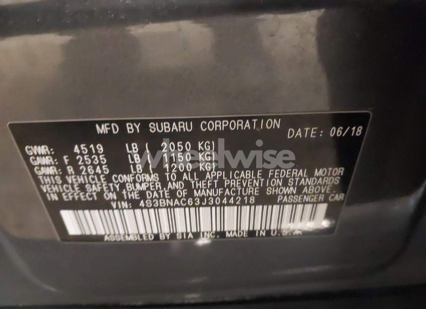 Photo 9 of 2018 Subaru Legacy 2.5I PREMIUM (VIN 4S3BNAC63J3044218)
