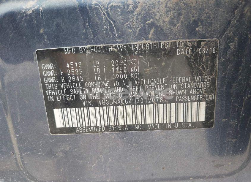 Photo 9 of 2017 Subaru Legacy 2.5I PREMIUM (VIN 4S3BNAC64H3012078)