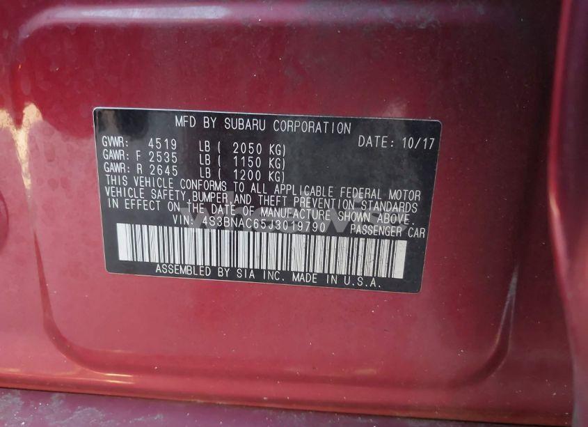 Photo 9 of 2018 Subaru Legacy 2.5I PREMIUM (VIN 4S3BNAC65J3019790)