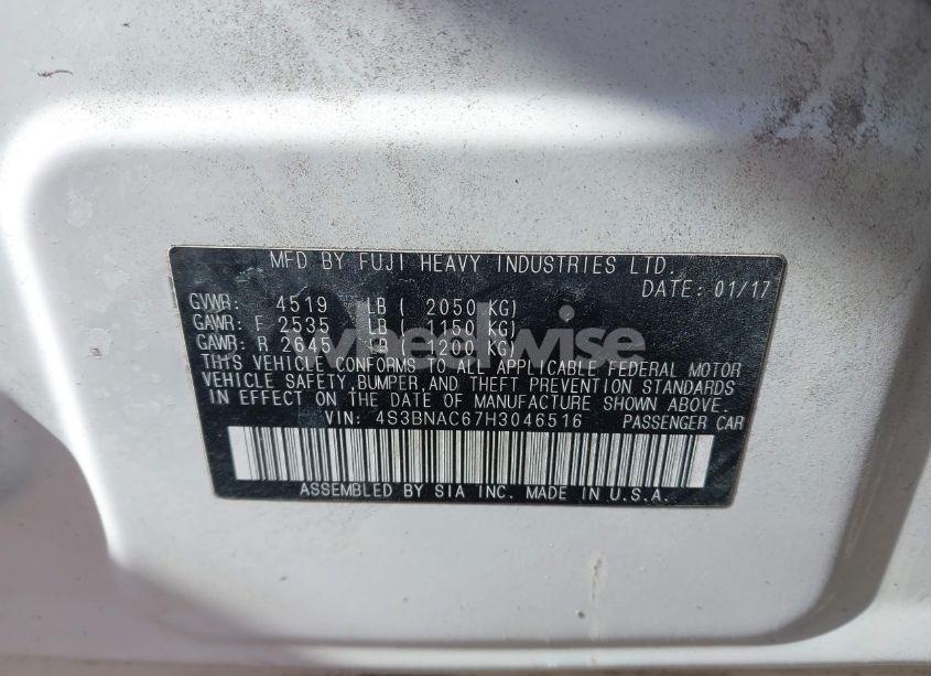 Photo 9 of 2017 Subaru Legacy 2.5I PREMIUM (VIN 4S3BNAC67H3046516)