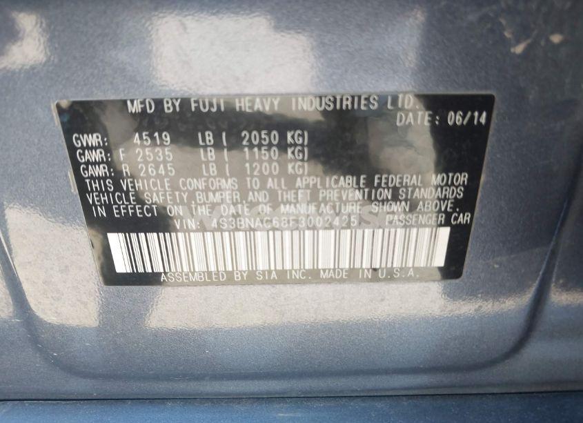 Photo 9 of 2015 Subaru Legacy 2.5I PREMIUM (VIN 4S3BNAC68F3002425)