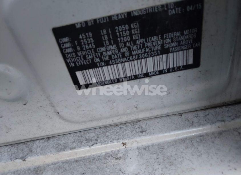 Photo 9 of 2015 Subaru Legacy 2.5I PREMIUM (VIN 4S3BNAC68F3062351)
