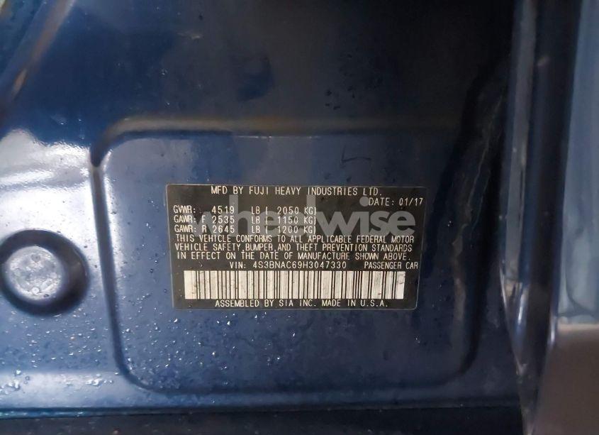 Photo 9 of 2017 Subaru Legacy 2.5I PREMIUM (VIN 4S3BNAC69H3047330)