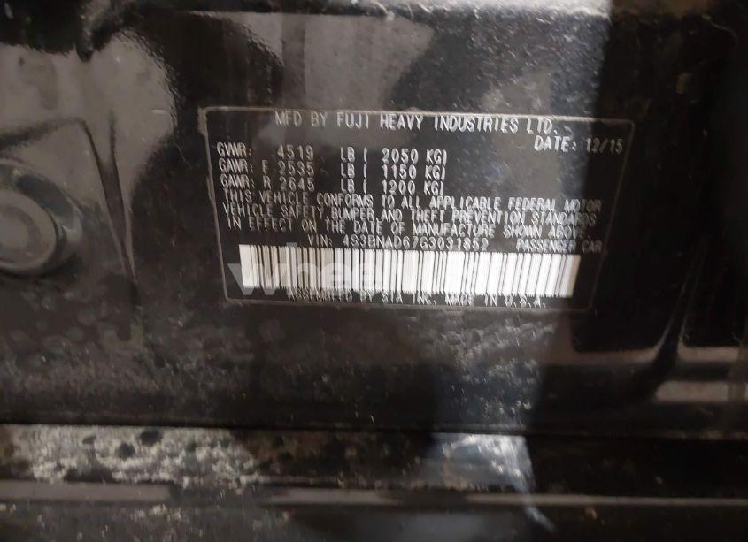 Photo 9 of 2016 Subaru Legacy 2.5I PREMIUM (VIN 4S3BNAD67G3031852)