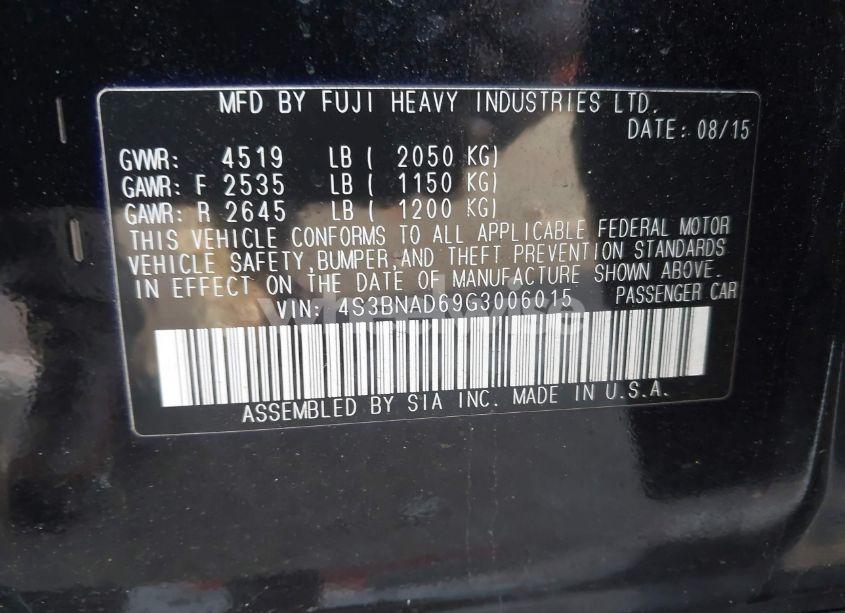 Photo 9 of 2016 Subaru Legacy 2.5I PREMIUM (VIN 4S3BNAD69G3006015)