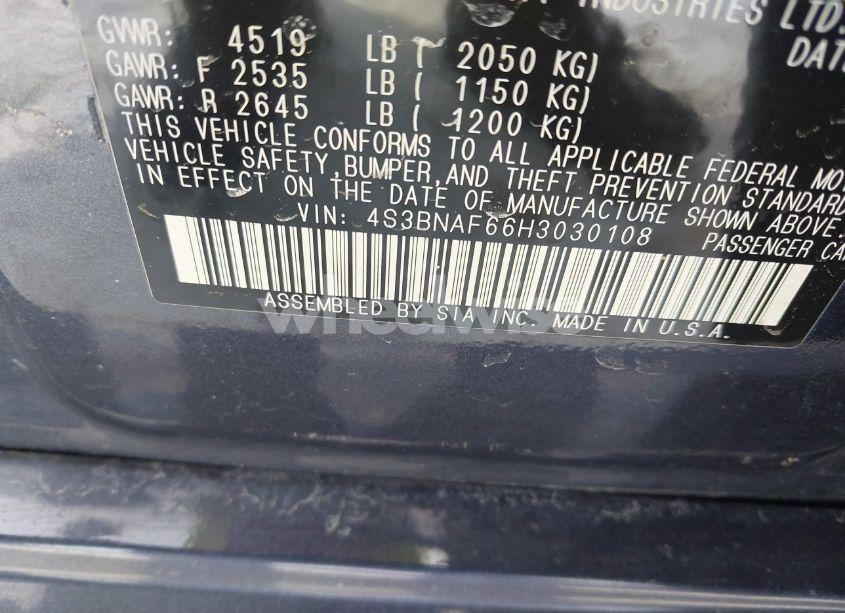 Photo 9 of 2017 Subaru Legacy 2.5I PREMIUM (VIN 4S3BNAF66H3030108)