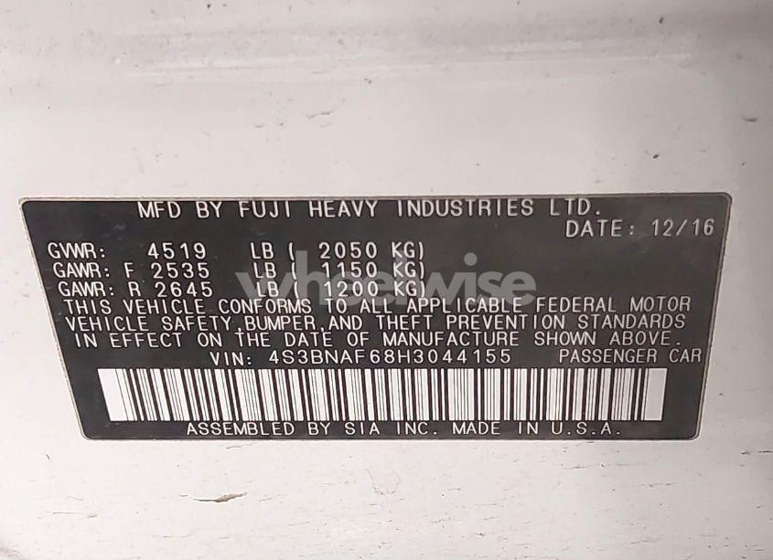 Photo 9 of 2017 Subaru Legacy 2.5I PREMIUM (VIN 4S3BNAF68H3044155)