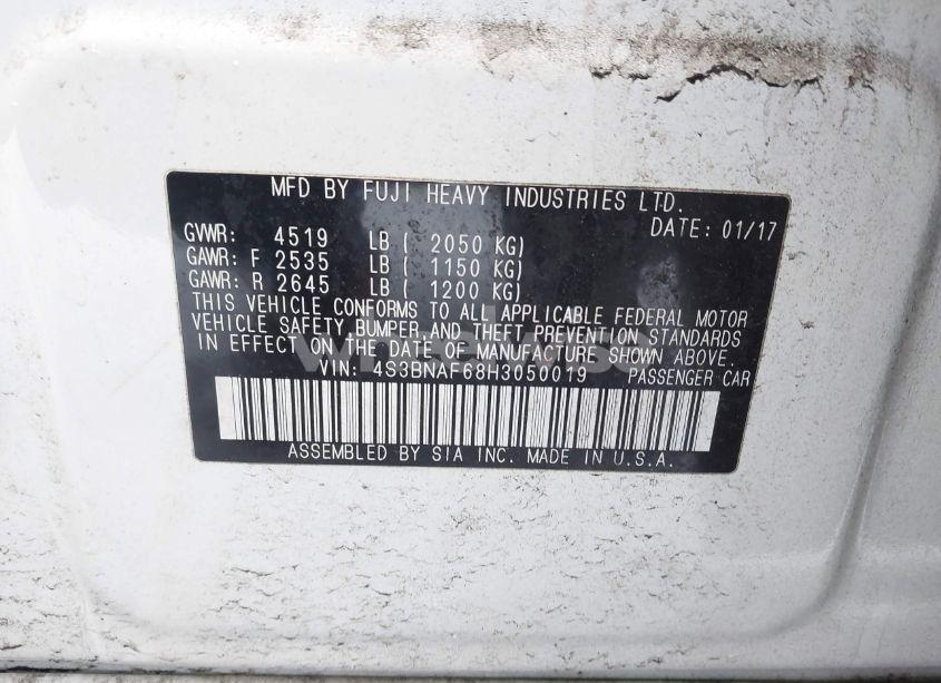 Photo 9 of 2017 Subaru Legacy 2.5I PREMIUM (VIN 4S3BNAF68H3050019)