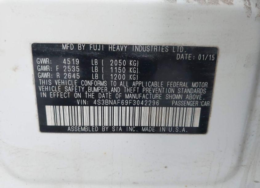 Photo 9 of 2015 Subaru Legacy 2.5I PREMIUM (VIN 4S3BNAF69F3042296)