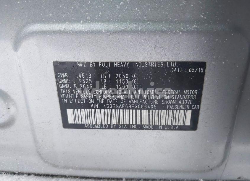 Photo 9 of 2015 Subaru Legacy 2.5I PREMIUM (VIN 4S3BNAF69F3066405)
