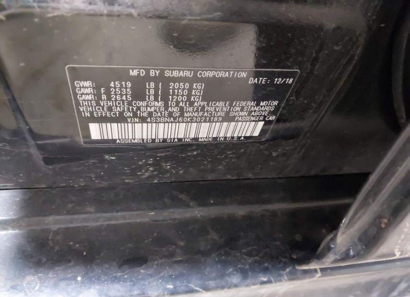 Photo 9 of 2019 Subaru Legacy 2.5I LIMITED (VIN 4S3BNAJ60K3021189)