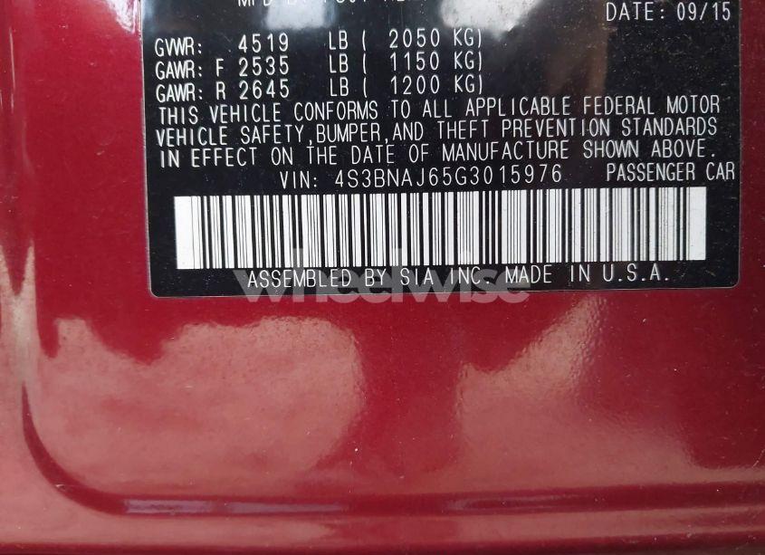 Photo 9 of 2016 Subaru Legacy 2.5I LIMITED (VIN 4S3BNAJ65G3015976)