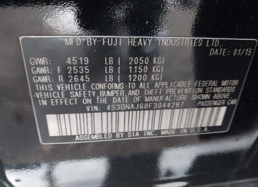 Photo 9 of 2015 Subaru Legacy 2.5I LIMITED (VIN 4S3BNAJ68F3044287)