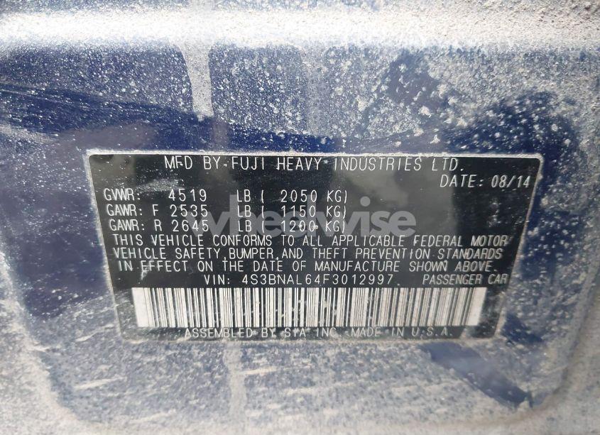 Photo 9 of 2015 Subaru Legacy 2.5I LIMITED (VIN 4S3BNAL64F3012997)