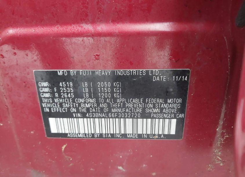 Photo 9 of 2015 Subaru Legacy 2.5I LIMITED (VIN 4S3BNAL66F3032720)