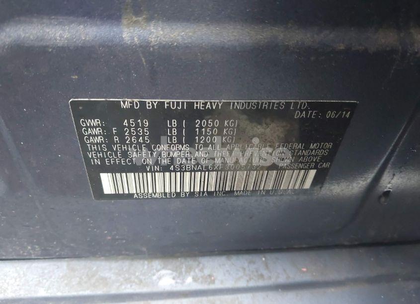 Photo 9 of 2015 Subaru Legacy 2.5I LIMITED (VIN 4S3BNAL6XF3005732)