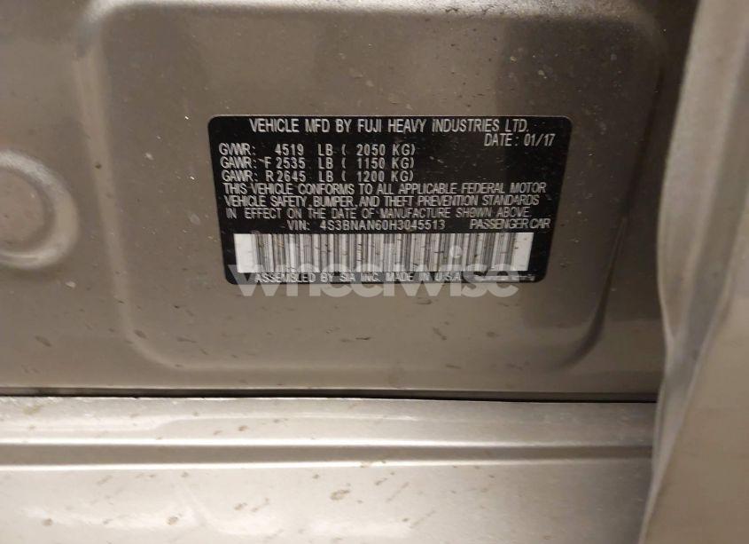 Photo 9 of 2017 Subaru Legacy 2.5I LIMITED (VIN 4S3BNAN60H3045513)