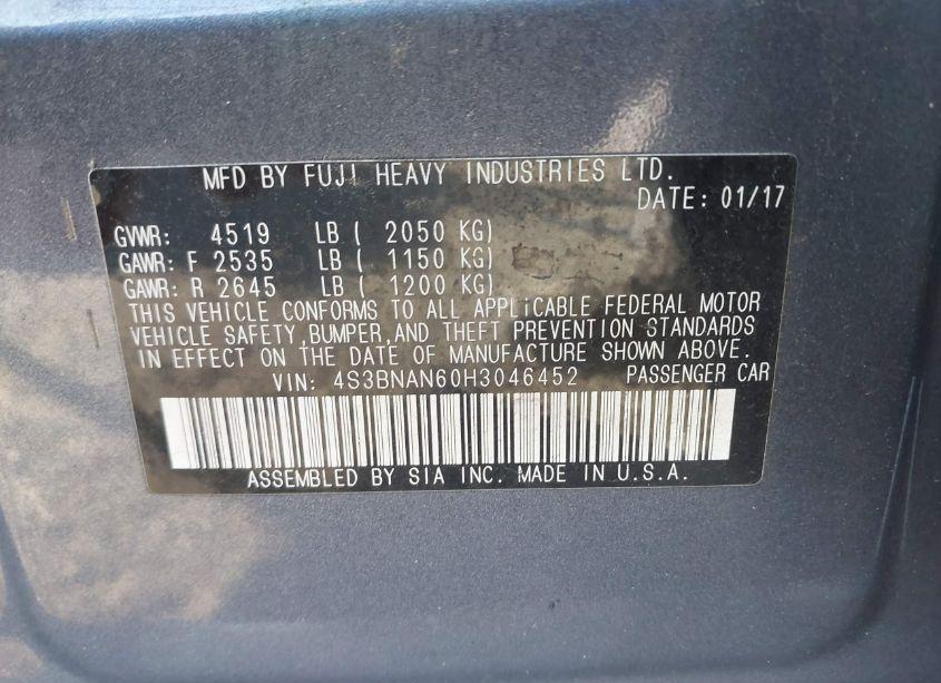 Photo 9 of 2017 Subaru Legacy 2.5I LIMITED (VIN 4S3BNAN60H3046452)