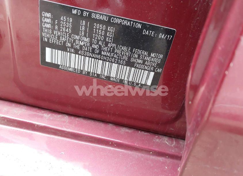 Photo 9 of 2017 Subaru Legacy 2.5I LIMITED (VIN 4S3BNAN60H3062165)