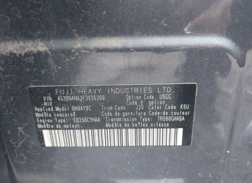 Photo 9 of 2015 Subaru Legacy 2.5I LIMITED (VIN 4S3BNAN62F3035269)